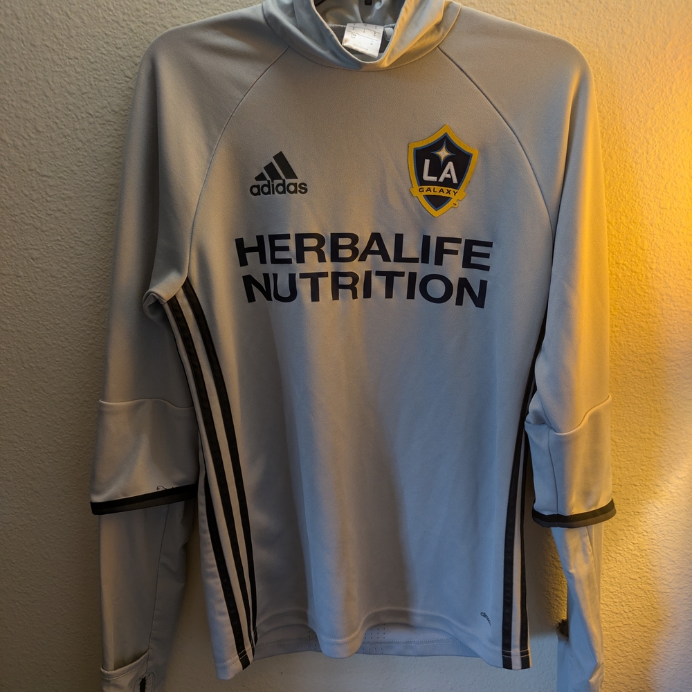 adidas LA Galaxy Gray Training Top with Yellow Accent